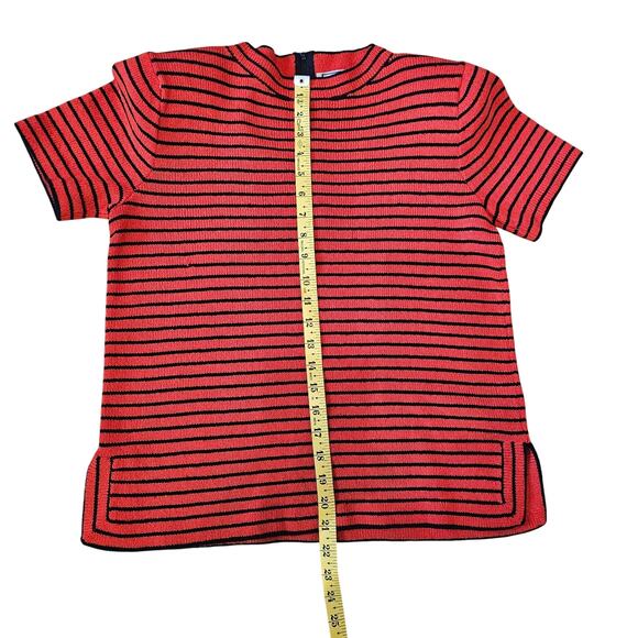Vtg Y2K Don Sayres Wellmore for SaksFifthAve Orange Navy Stripe Knit sweater - Picture 6 of 6
